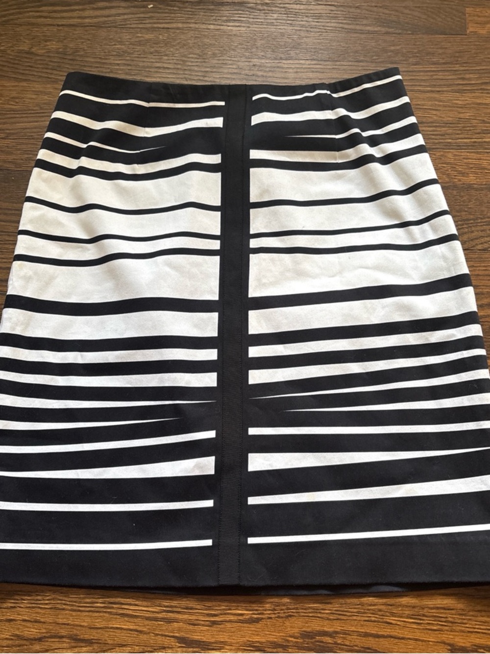 Worth Black and White Striped Midi Skirt